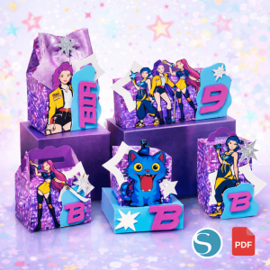 KPop Demon Hunters Party Favor Boxes | Printable Birthday Party Favors